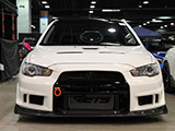 Front of a white Evo X