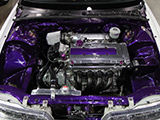 Purple Acura Integra engine bay