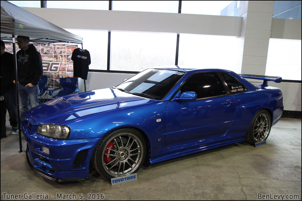 Blue R34 Nissan Skyline GT-R