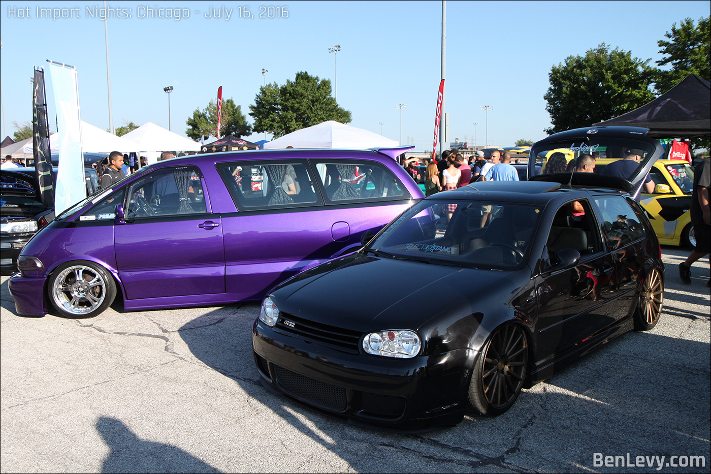 Purple Previa and Black R32