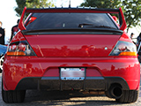 Red Mitsubishi Lancer Evo with Carbon Fiber Lip Spoiler