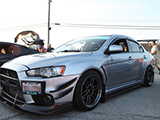 Silver Lancer Evo X with APR front splitter