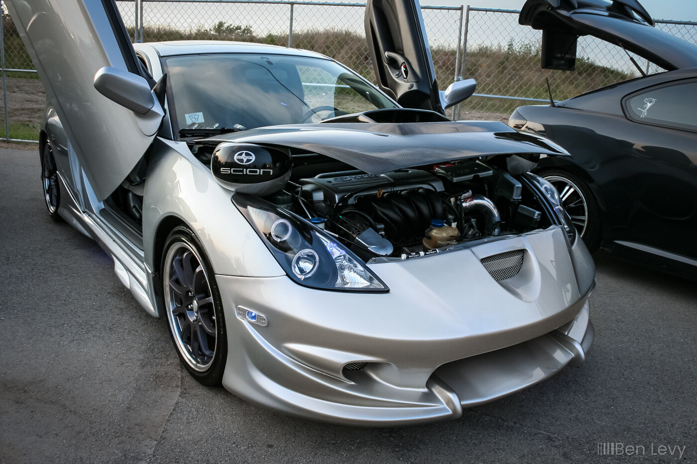 Silver Toyota Celica with Body Kit and Lambo Doors