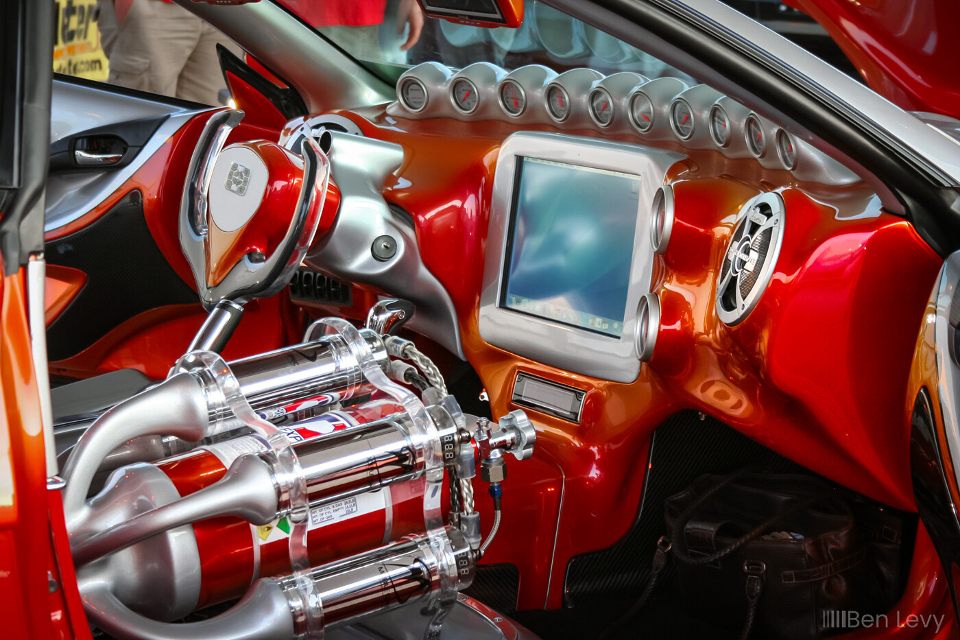 Computer Monitor Mounted in a Fiberglass Dashboard of a Toyota Celica