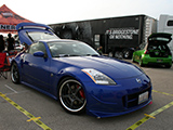 Blue Nissan 350Z with Volk Racing GTS Wheels