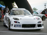 Front of Modified White Mazda RX-7 at Hot Import Nights