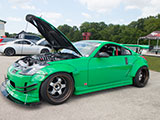 Green Nissan 350Z with Overfenders