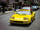 Yellow Ferrari Testarossa with Headlights Up in Chicago