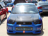 Blue Subaru WRX STI with Carbon Fiber Hood