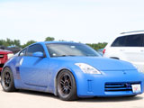 Blue Nissan 350Z with a Plasti Dip front