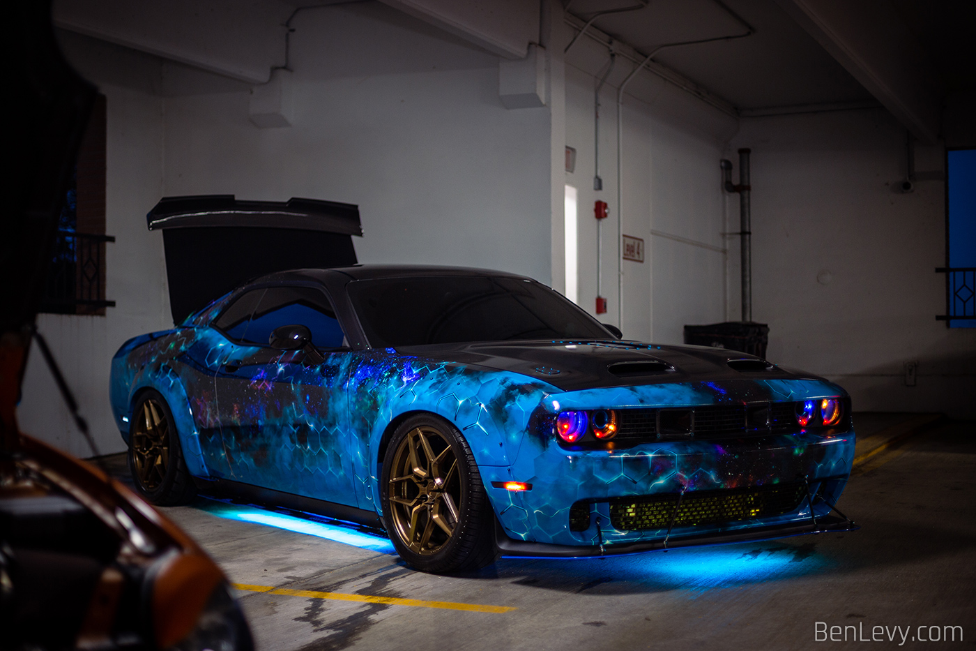 Dodge Challenger Scat Pack with Blue Underglow Lights