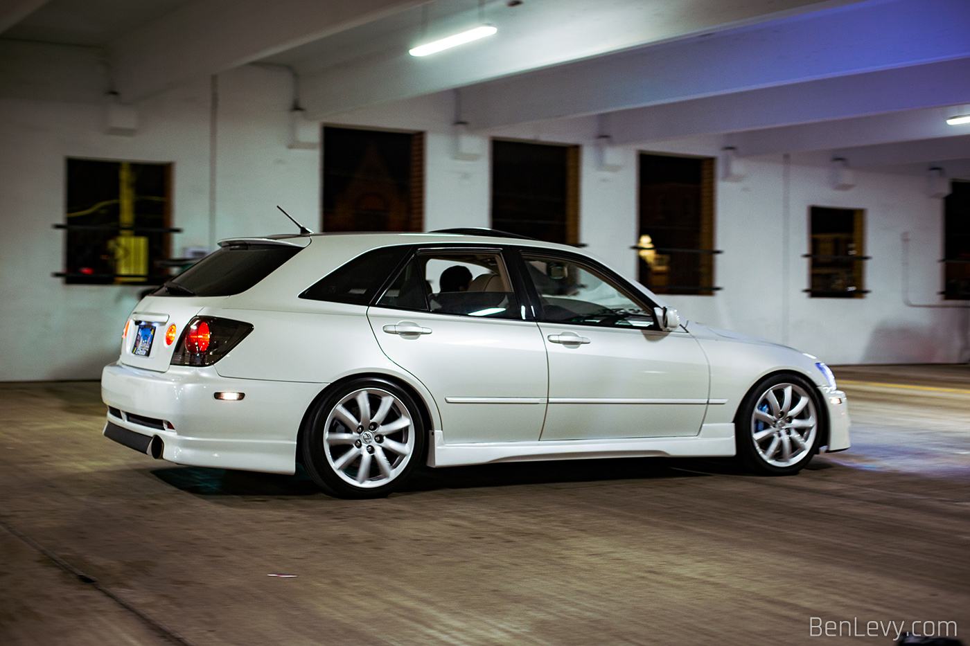 White Lexus IS300 Wagon at the Parking Garage Party