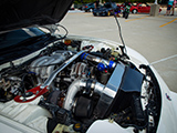 Engine of a Mazda RX-7 with upgraded turbo