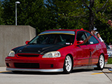 Red Honda Civic coupe from RADwood Chicago