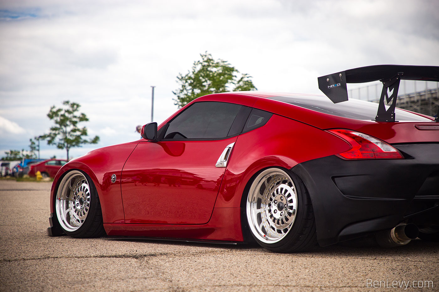 Bagged Nissan 370Z with NRG Spoiler