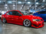 Red Mitsubishi Lancer Evolution at Slammedenuff Chicago