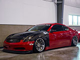 Bagged Red Infiniti G35 Coupe