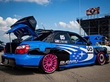 Pink Wheels on WRX STI at Subiefest Midwest