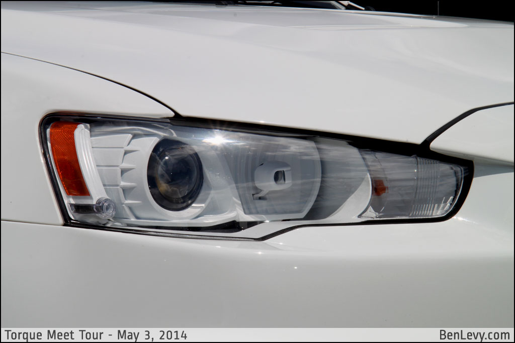 White Lancer Evolution headlight