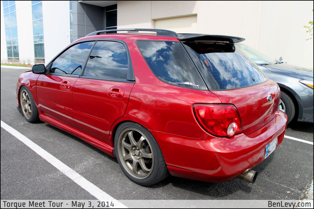 Red Subaru WRX wagon