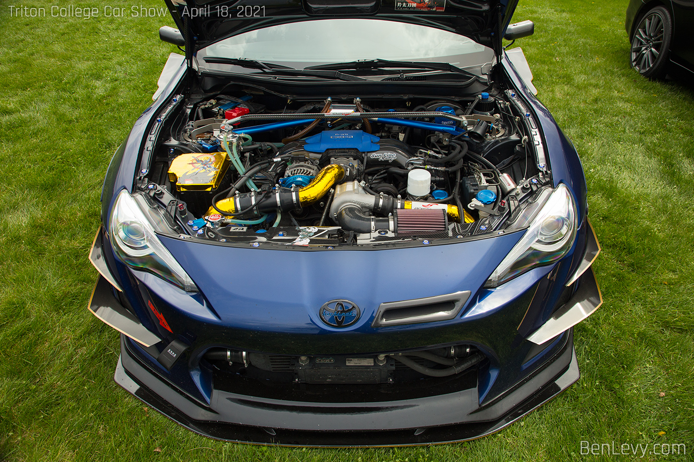 Open Hood of Supercharged Scion FR-S