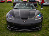 Front of all Black Chevrolet Corvette