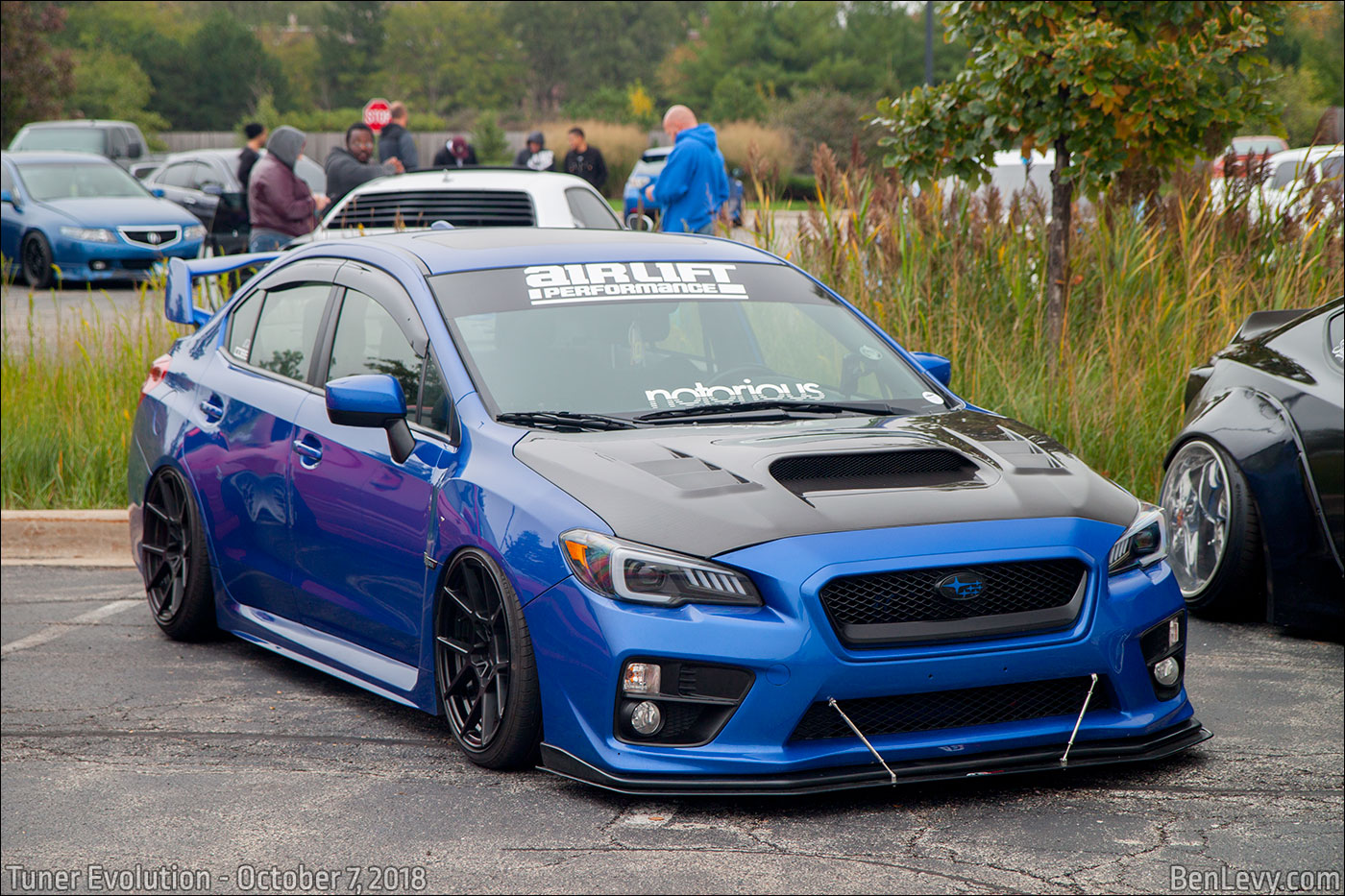 Blue WRX with Airlift suspension