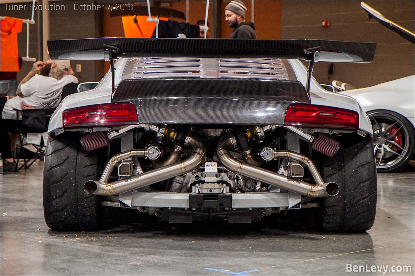 Audi R8 with exposed turbos