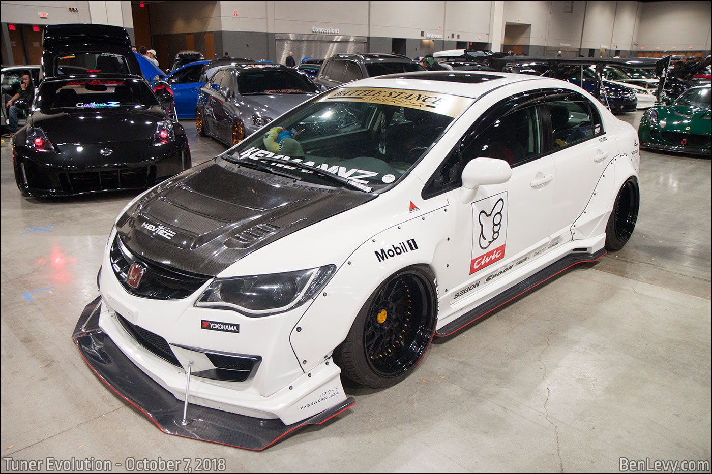 White Honda Civic with JDM front