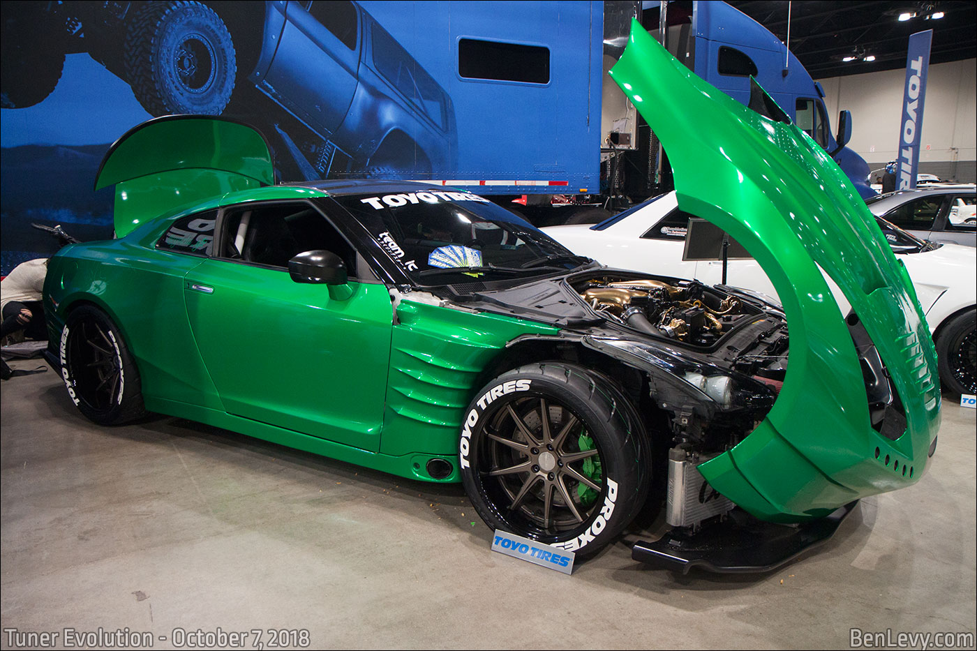 Green Nissan GT-R with Ben Sopra Wide-Body Aero Kit