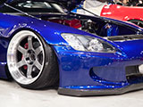 Blue Honda S2000 with fender extensions