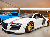 White Audi R8 with fender extensions