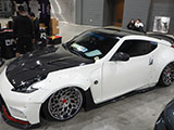 White Nissan 370Z with CarbonSignal Moonbeam Widebody Kit