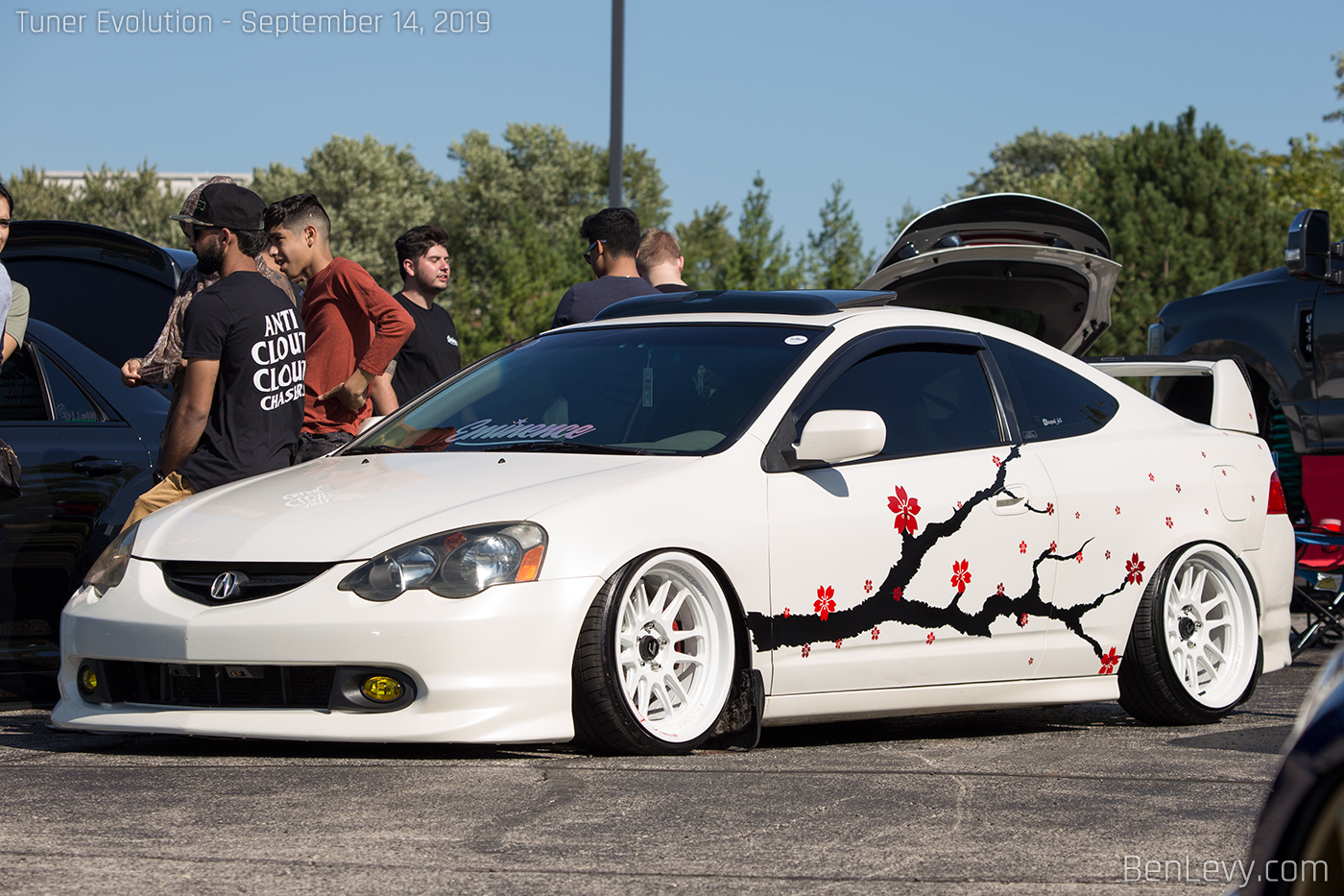 Acura RSX with cherry blossom graphics