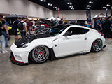 White Nissan 370Z with CarbonSignal Moonbeam Widebody Kit