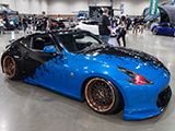 Black and Blue Nissan 370Z on AG F541 Wheels