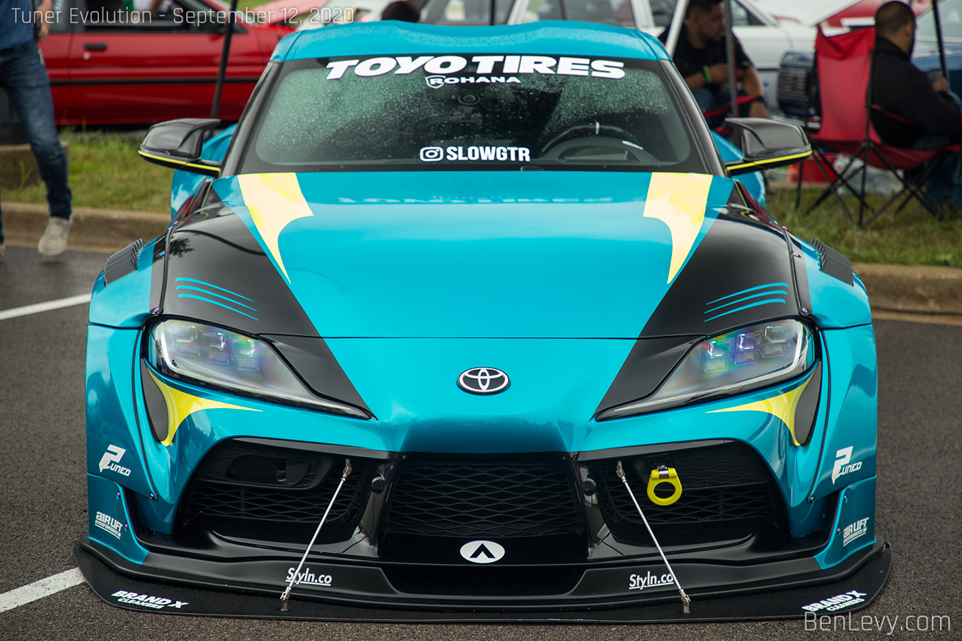 Front of A90 Toyota Supra with Pandem Bodykit