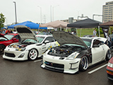 White Scion FR-S and Nissan 350Z