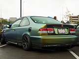 Green Honda Civic coupe with Carbon Fiber Trunklid
