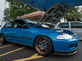 Blue EG Civic Hathcback with K swap