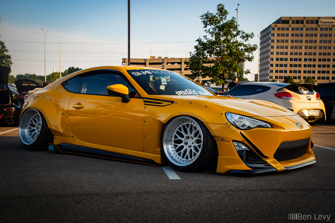 Yellow Wide-Body Scion FR-S from Vaded Mob