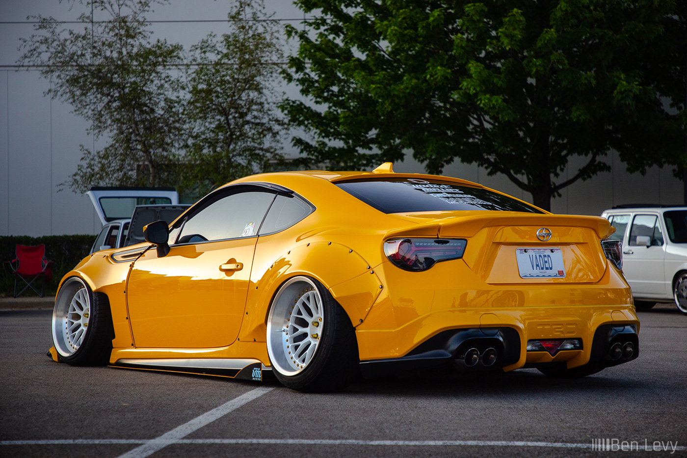 Yellow Scion FR-S from Vaded Mob
