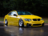 Bagged Yellow E92 BMW  at Tuner Evolution