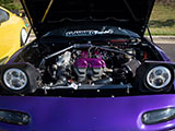 Open Hood on a Purple Mazda Miata