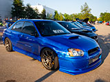Blue Subaru WRX with Vertex Wing