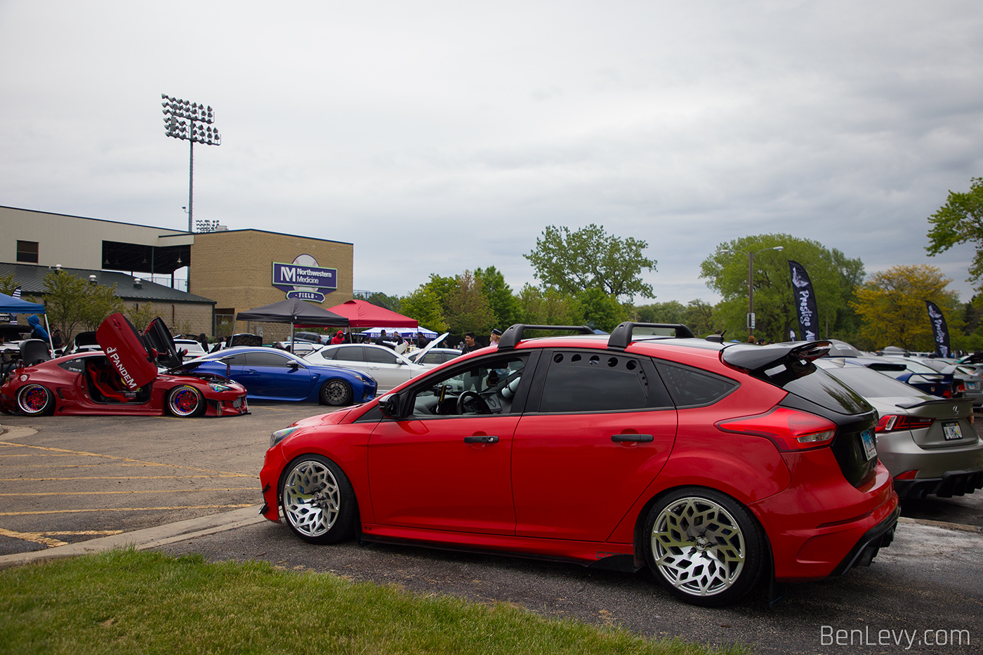 Red Ford Focus ST at the Stance Down Low Tuner Fest
