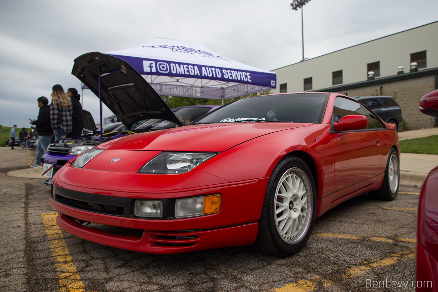 Red Nissan 300ZX at the Omega Auto Service Booth