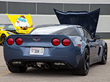 Rear of a 2011 Supersonic Blue Metallic Corvette Grand Sport