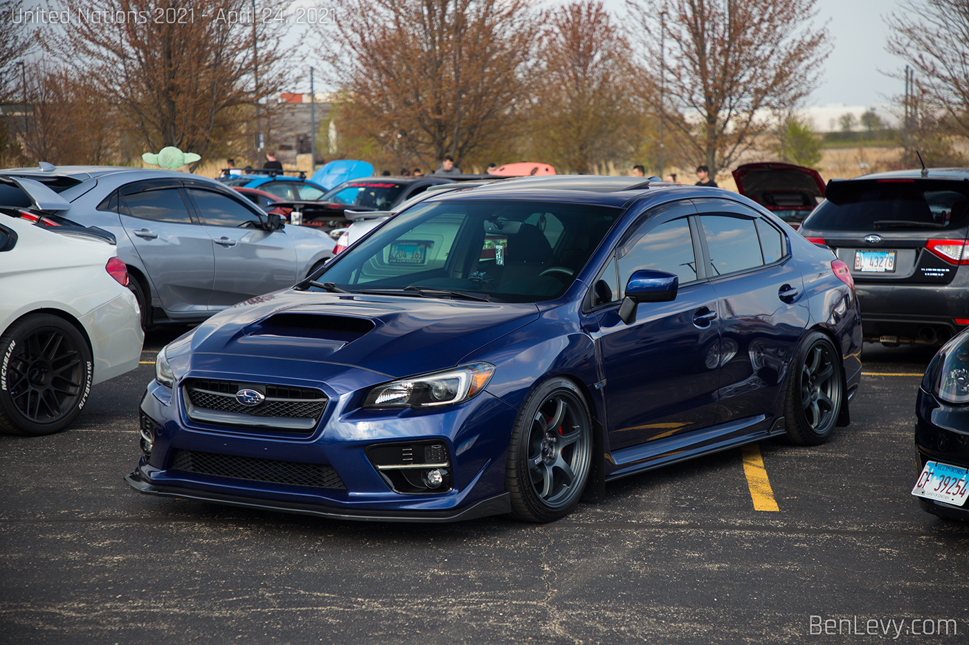 Blue WRX with Rays Gram Lights 57DR Wheels