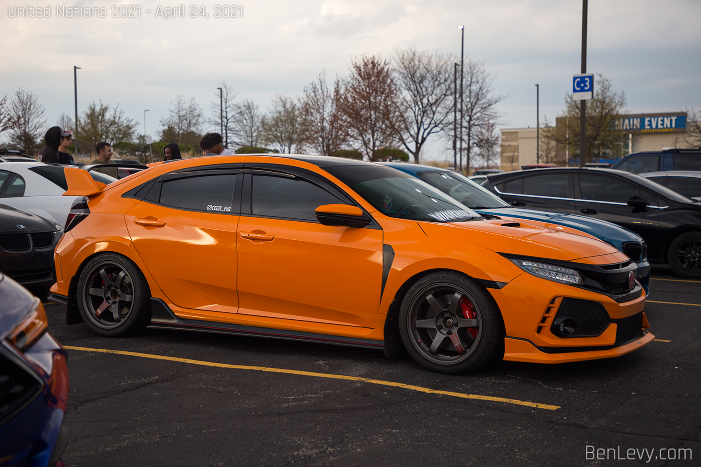 Orange Wrap on FK8 Civic Type-R at United Nations Car Show